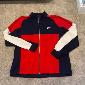 Nike zip up sweatshirt, XXL, red white and blue